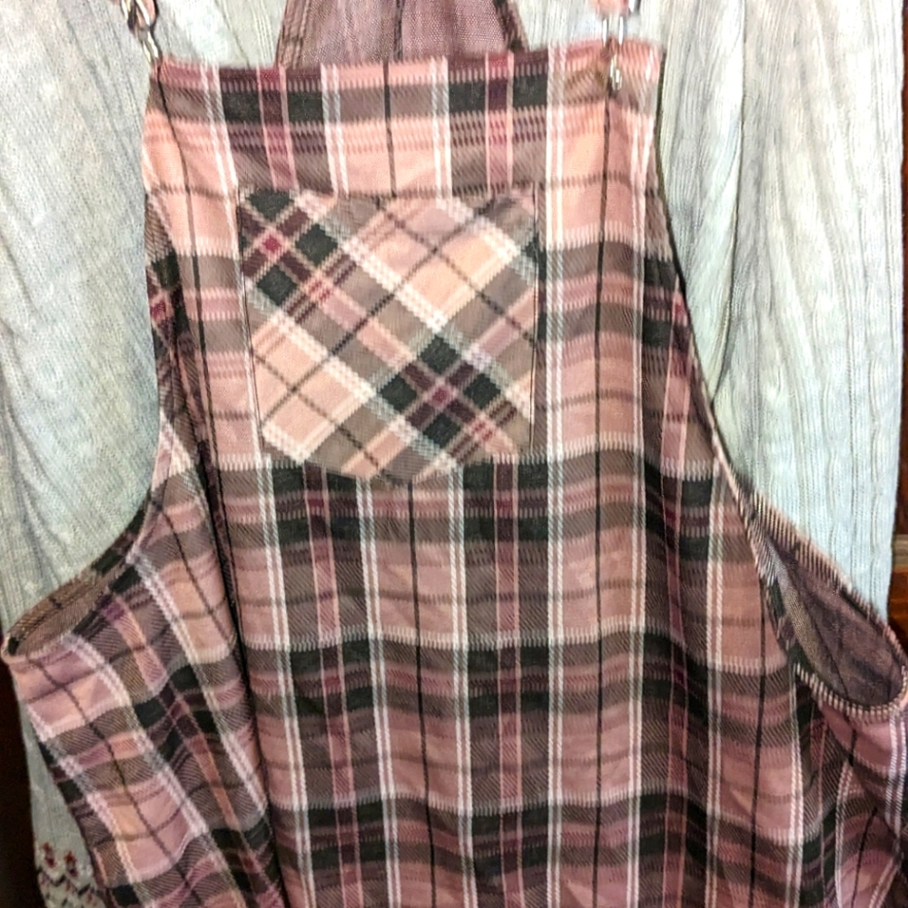 Rue 21 3x pink plaid overall dress